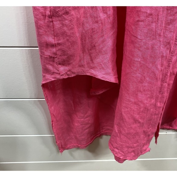 AMDS Jeans Dress Womens Large Button Front Linen High Low Hem Collared Casual - Picture 5 of 13